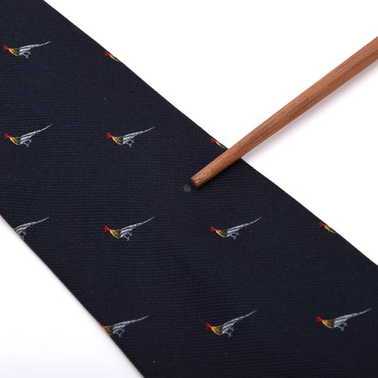 Vintage DAKS London Silk Tie Made in Switzerland - Navy Pheasants