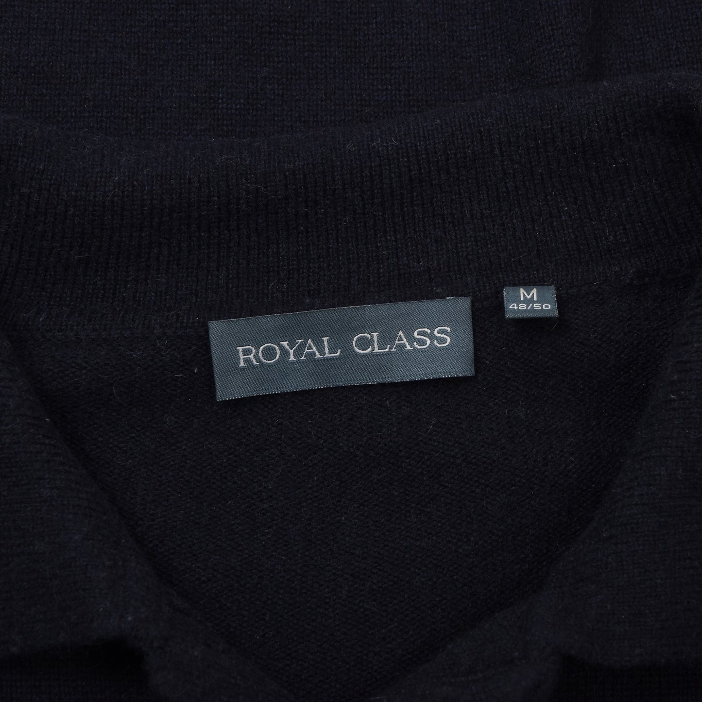 Royal Class Silk-Cashmere Polo Sweater Size M 48/50 Chest ca. 56cm - Navy Blue