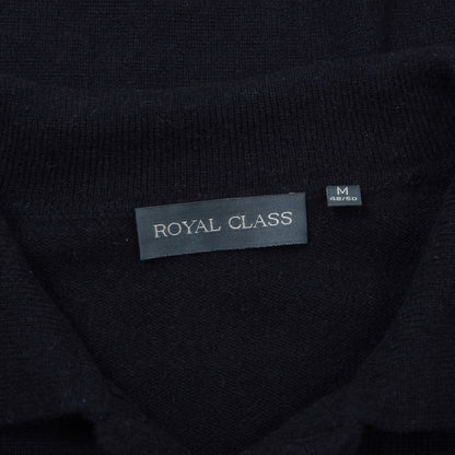 Royal Class Silk-Cashmere Polo Sweater Size M 48/50 Chest ca. 56cm - Navy Blue