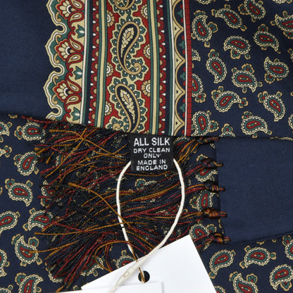 Macclesfield England 100% Silk Reversible Dress Scarf Length 143cm