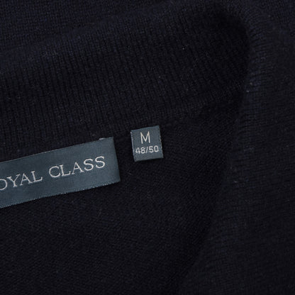 Royal Class Silk-Cashmere Polo Sweater Size M 48/50 Chest ca. 56cm - Navy Blue