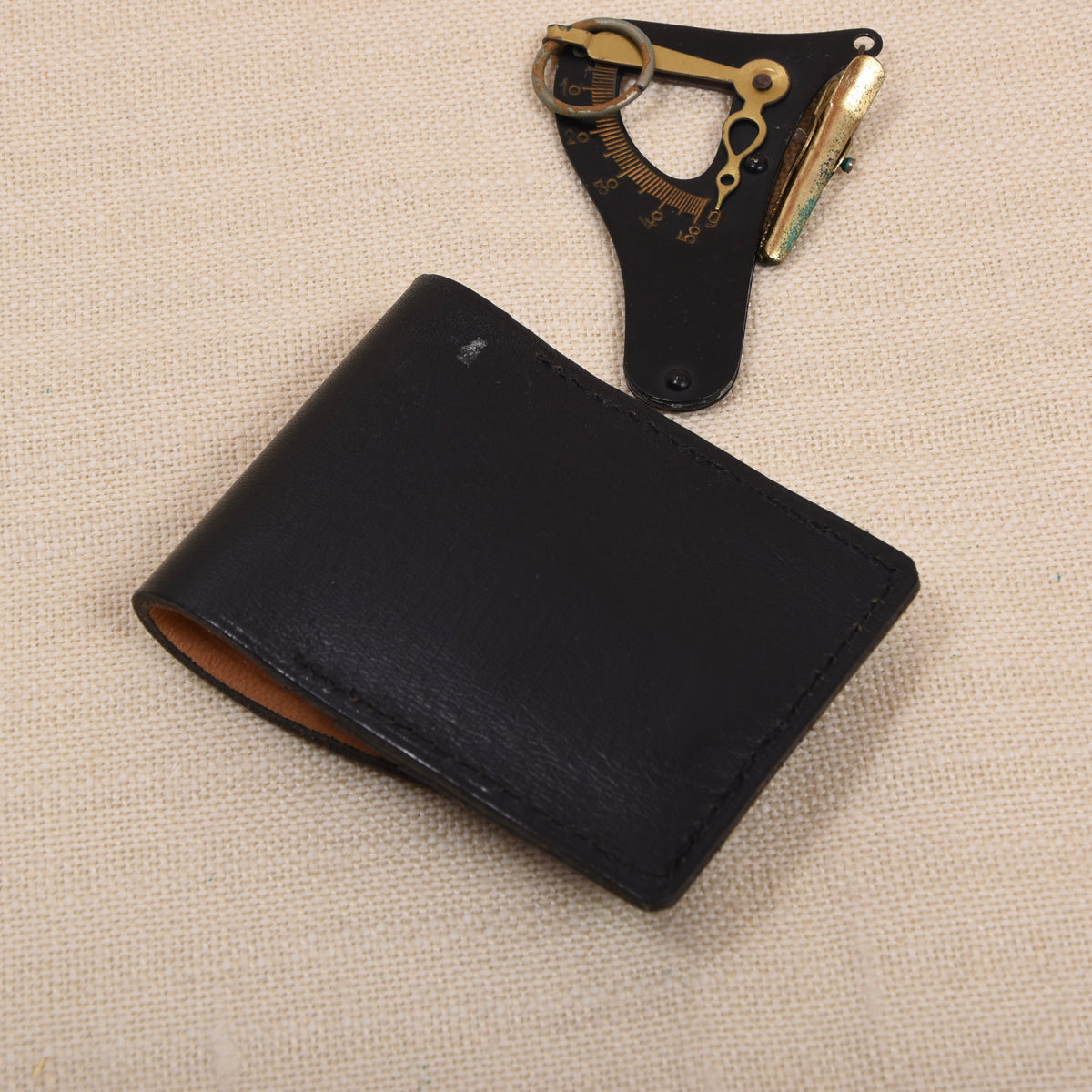 Taschen-Briefwaage ca. 1910-1930 50g + Lederetui - Schwarz