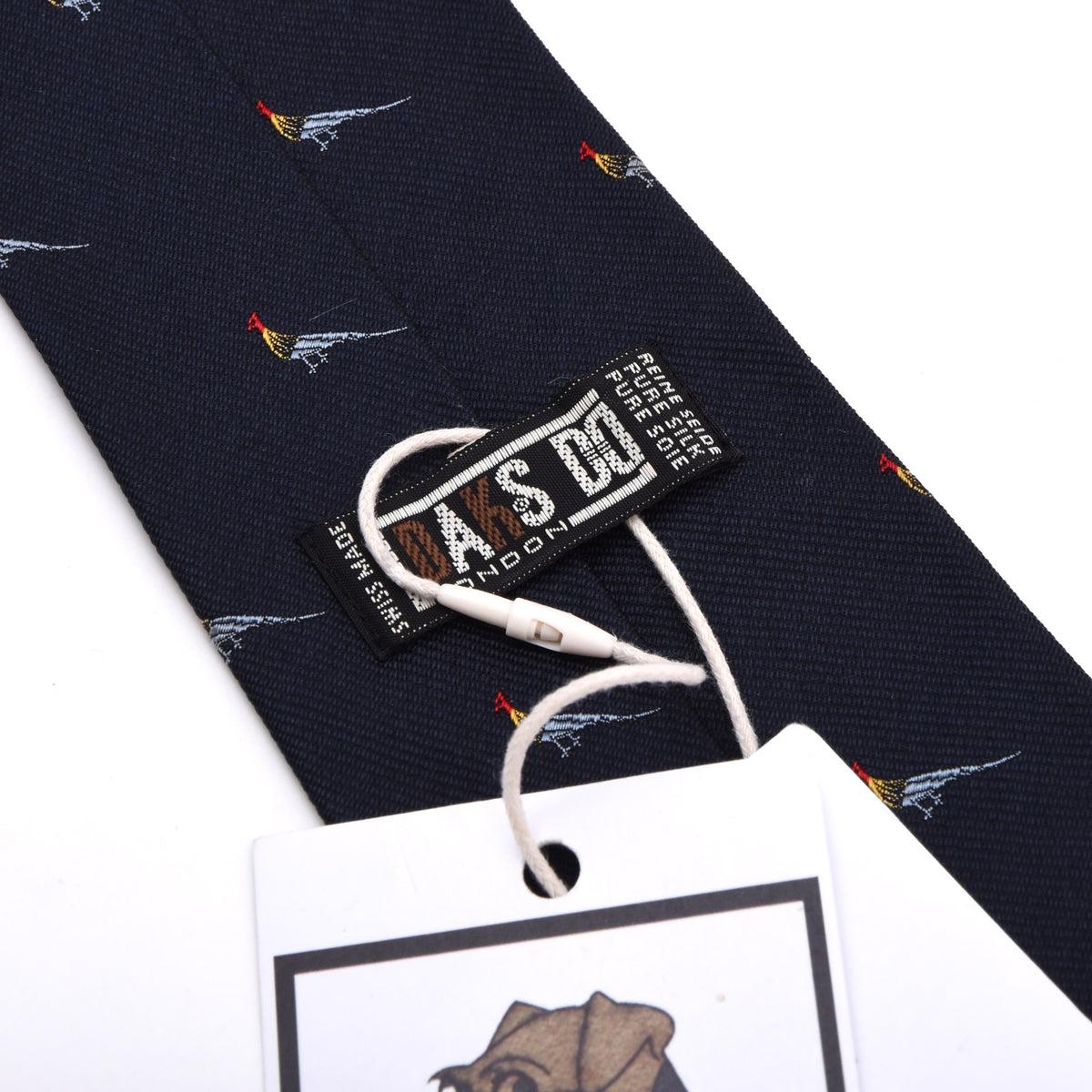 Vintage DAKS London Silk Tie Made in Switzerland - Navy Pheasants