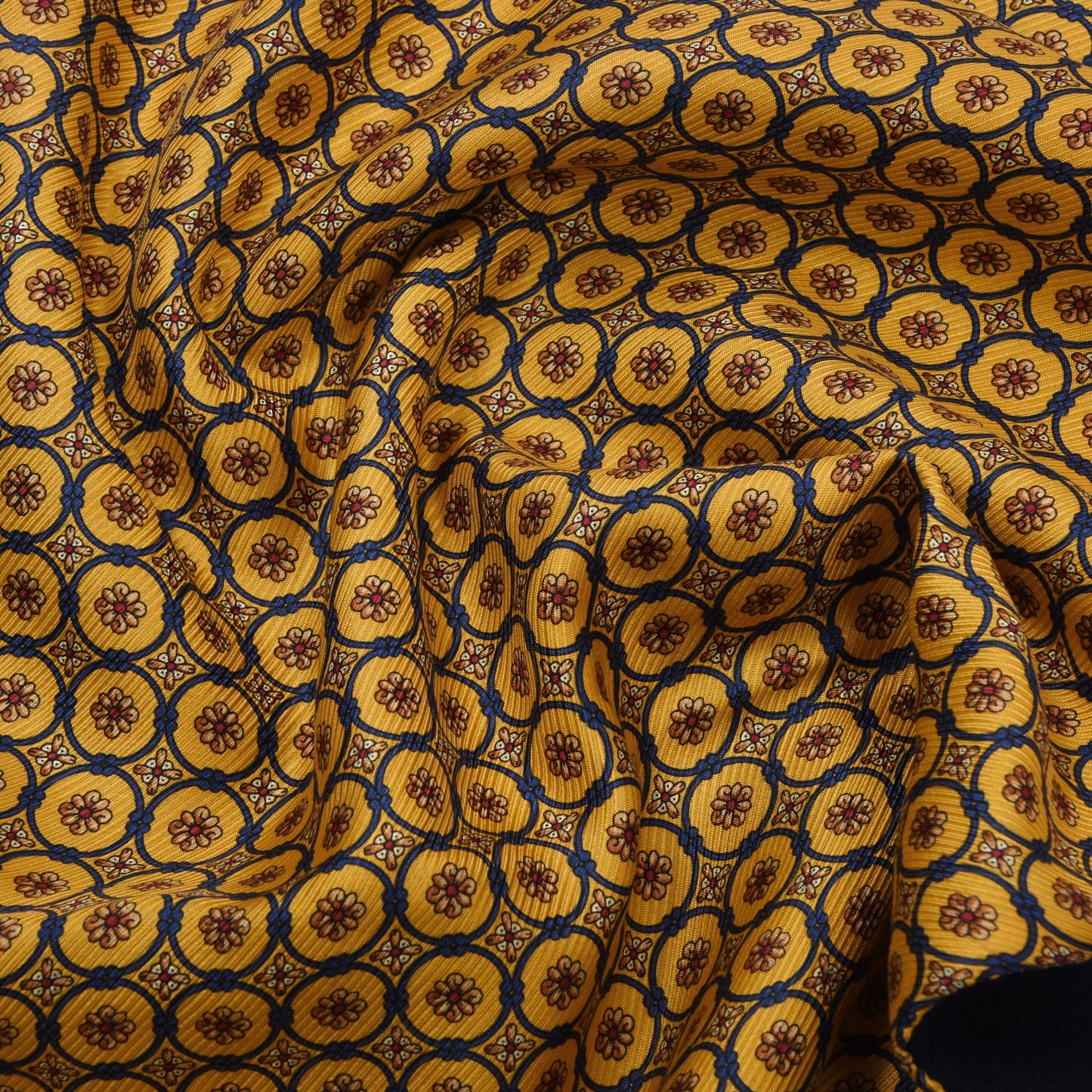 Double-Sided Silk/Wool Scarf ca. 164cm - Yellow/Navy