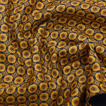 Double-Sided Silk/Wool Scarf ca. 164cm - Yellow/Navy