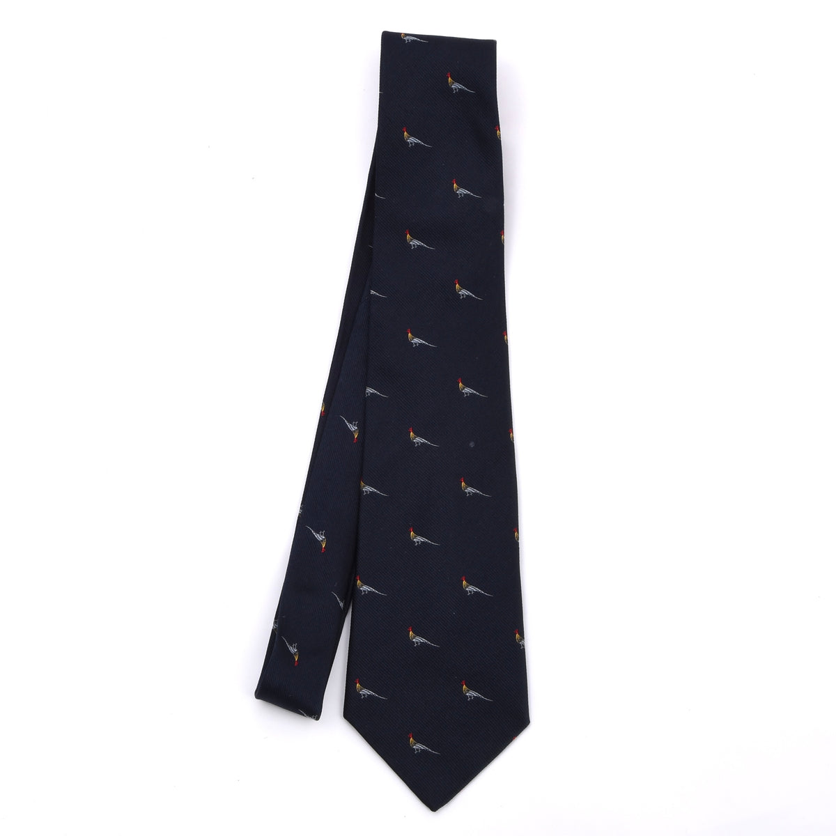 Vintage DAKS London Silk Tie Made in Switzerland - Navy Pheasants