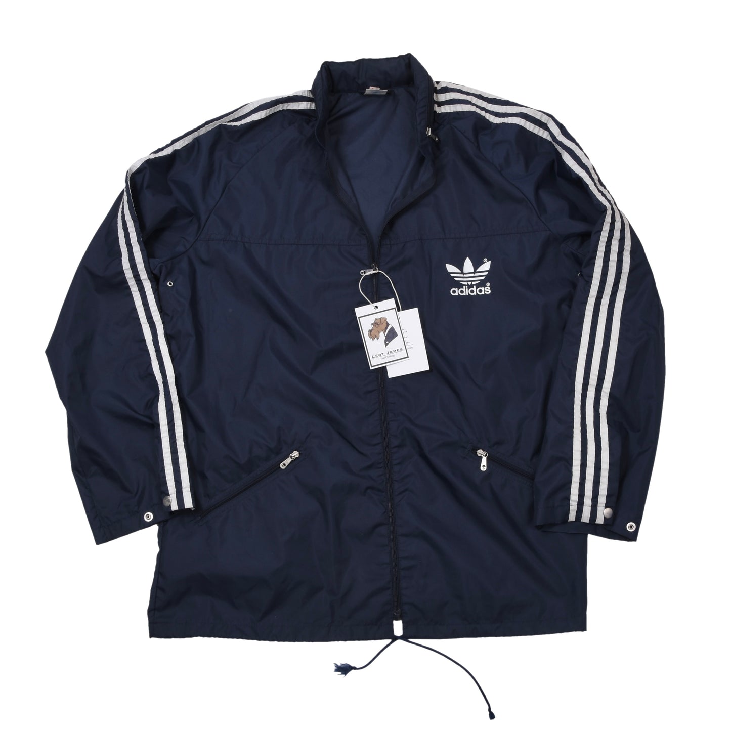 Vintage 80er Adidas Nylon Regenjacke Größe 5-6 ca. 61cm - Marineblau