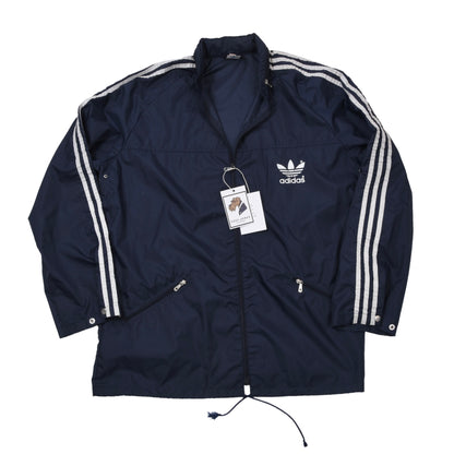 Vintage 80er Adidas Nylon Regenjacke Größe 5-6 ca. 61cm - Marineblau