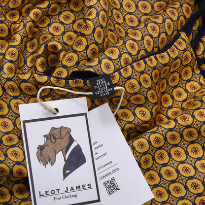 Double-Sided Silk/Wool Scarf ca. 164cm - Yellow/Navy