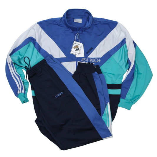 Vintage 1990s Adidas Track Suit Size D7 - Blue, White & Teal