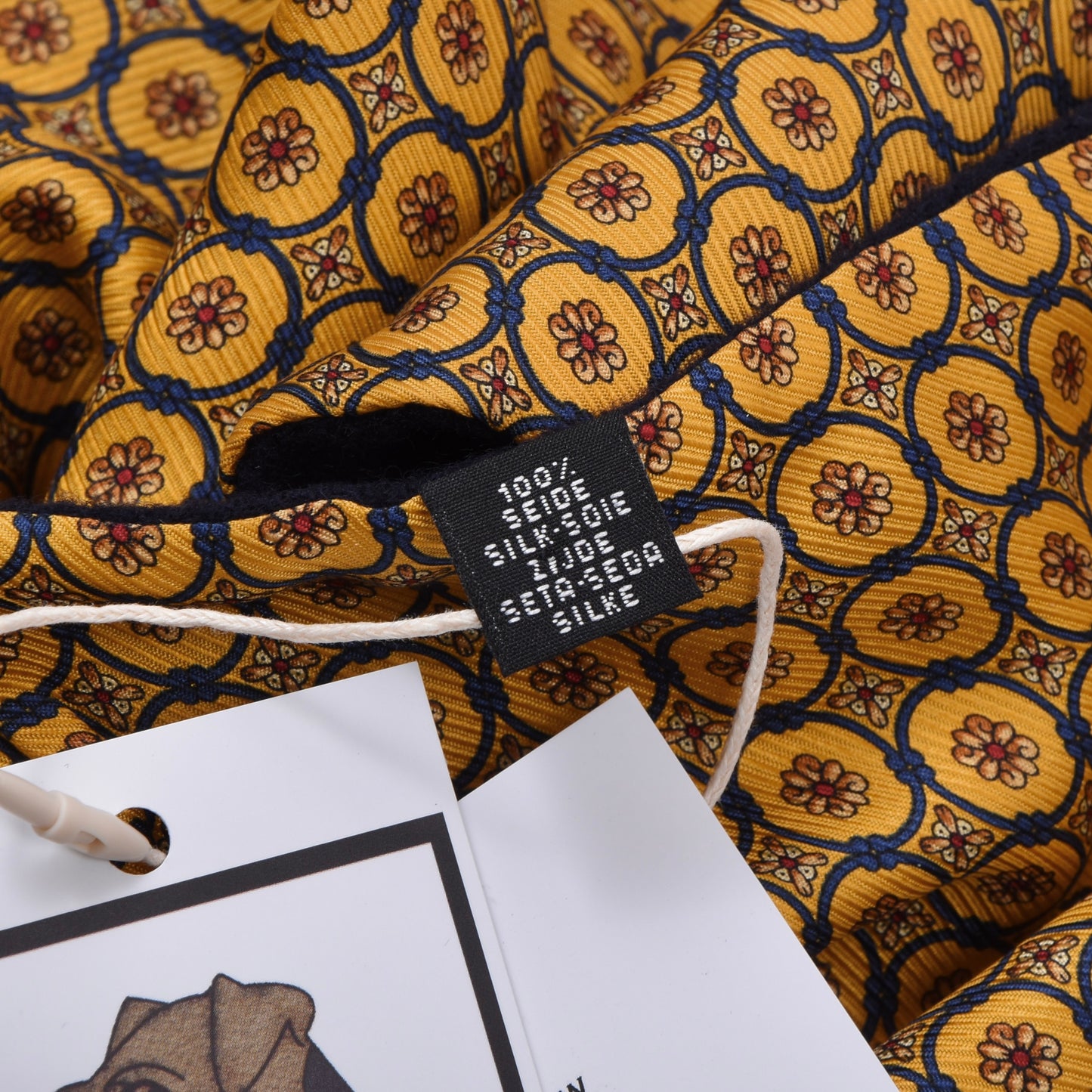 Double-Sided Silk/Wool Scarf ca. 164cm - Yellow/Navy