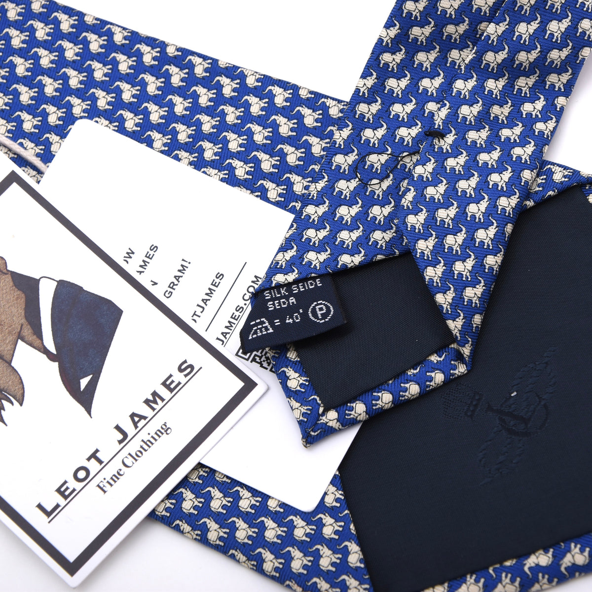 Les Copains Seide Krawatte Made in Italy – Blau Elefanten