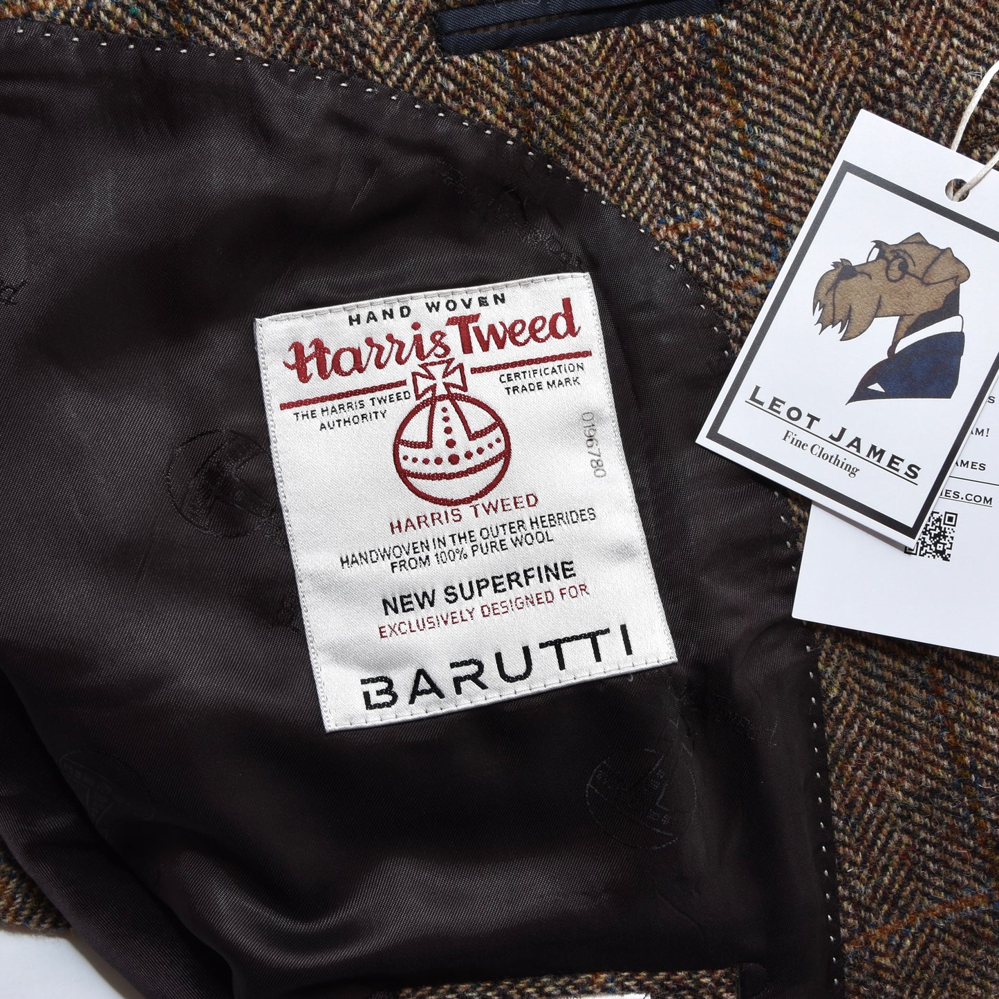 Barutti Harris Tweed Jacket Size 27/S44 ca. 59.5cm - Brown