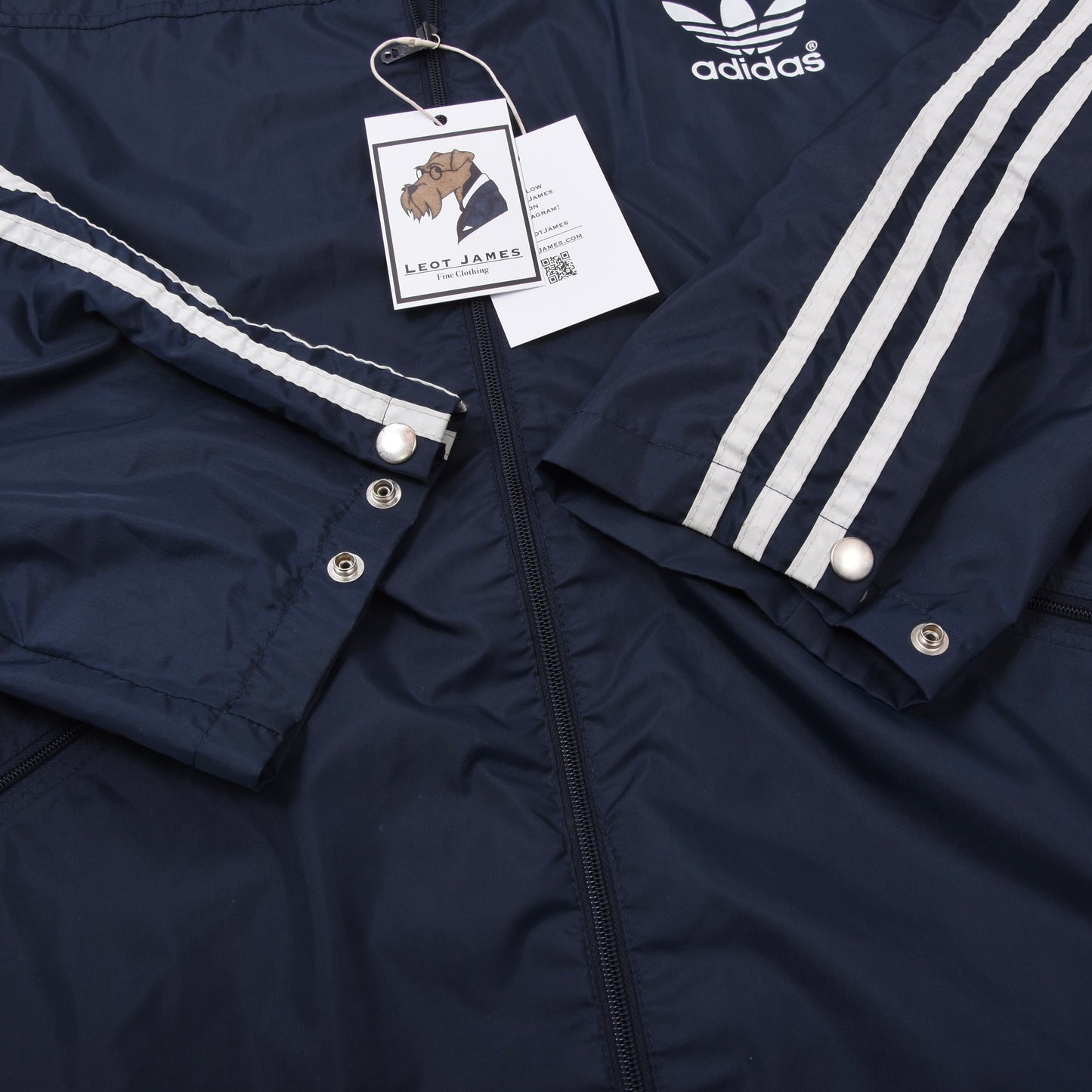 Vintage 80er Adidas Nylon Regenjacke Größe 5-6 ca. 61cm - Marineblau