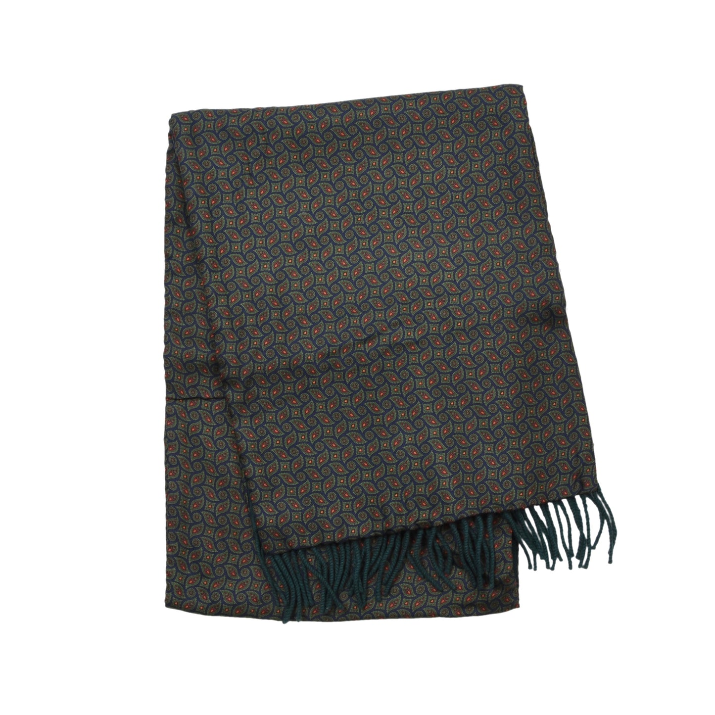 Double-Sided Silk/Wool Scarf ca. 150cm - Green Neat