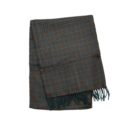 Double-Sided Silk/Wool Scarf ca. 150cm - Green Neat