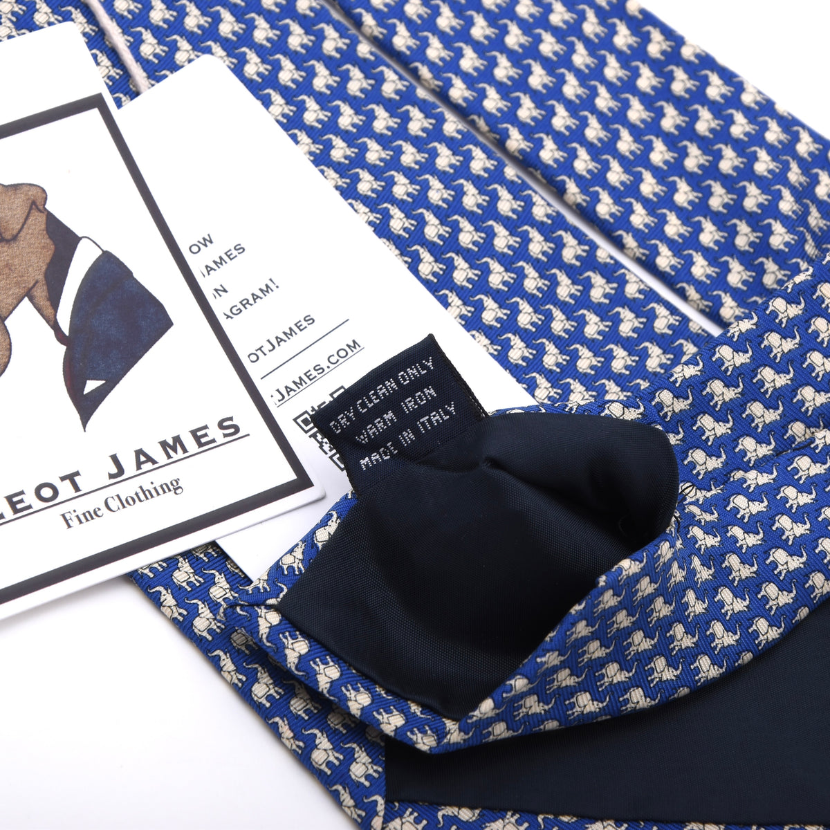 Les Copains Seide Krawatte Made in Italy – Blau Elefanten