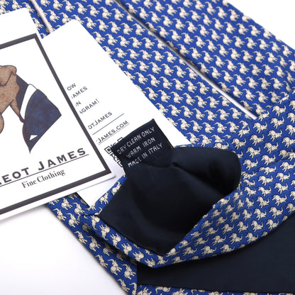 Les Copains Seide Krawatte Made in Italy – Blau Elefanten