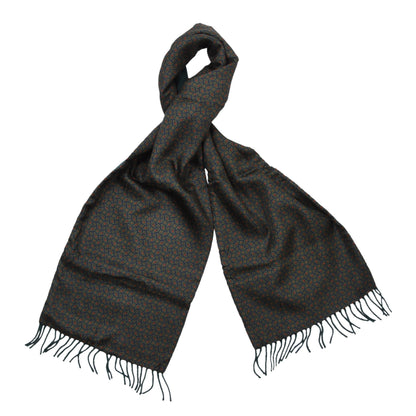 Double-Sided Silk/Wool Scarf ca. 150cm - Green Neat