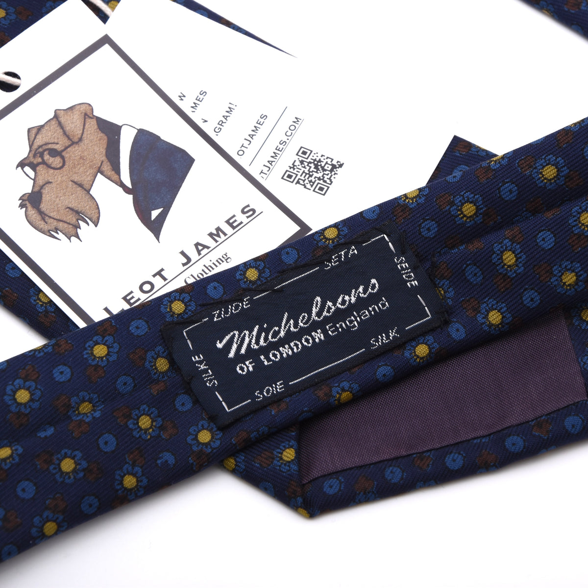 Michelsons of London Ancient Madder Seide Krawatte – Blau Blumen