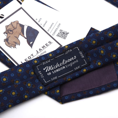 Michelsons of London Ancient Madder Seide Krawatte – Blau Blumen