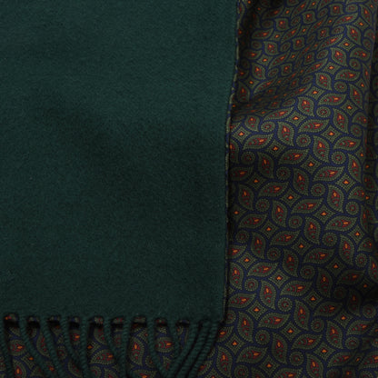 Double-Sided Silk/Wool Scarf ca. 150cm - Green Neat