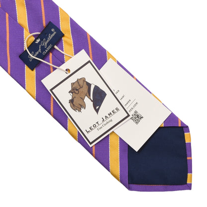 House of Gentlemen Silk-Cotton Tie ca. 145.5cm/9.2cm - Purple Stripes