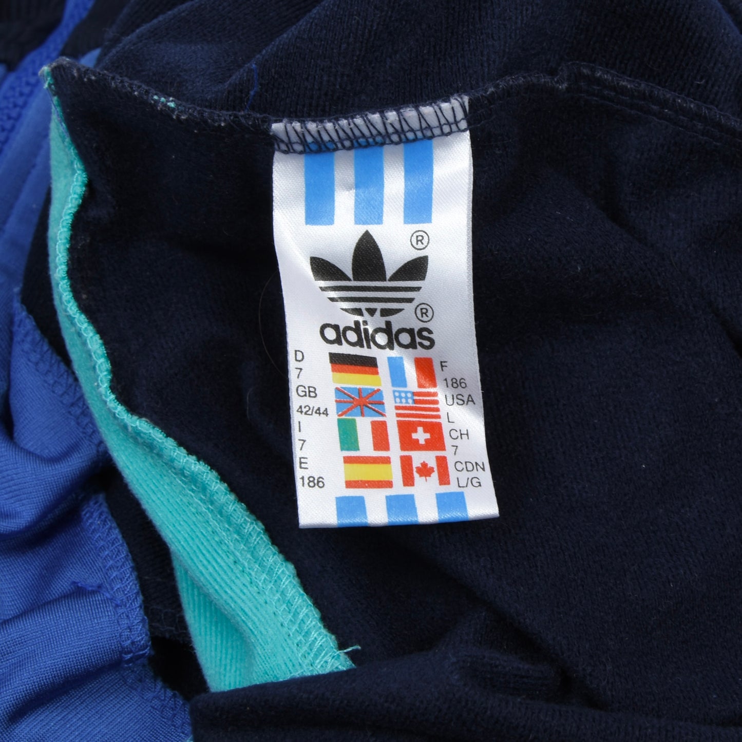 Vintage Adidas Jogginganzug aus den 1990ern Größe D7 - Blau, weiß & smaragdgrün