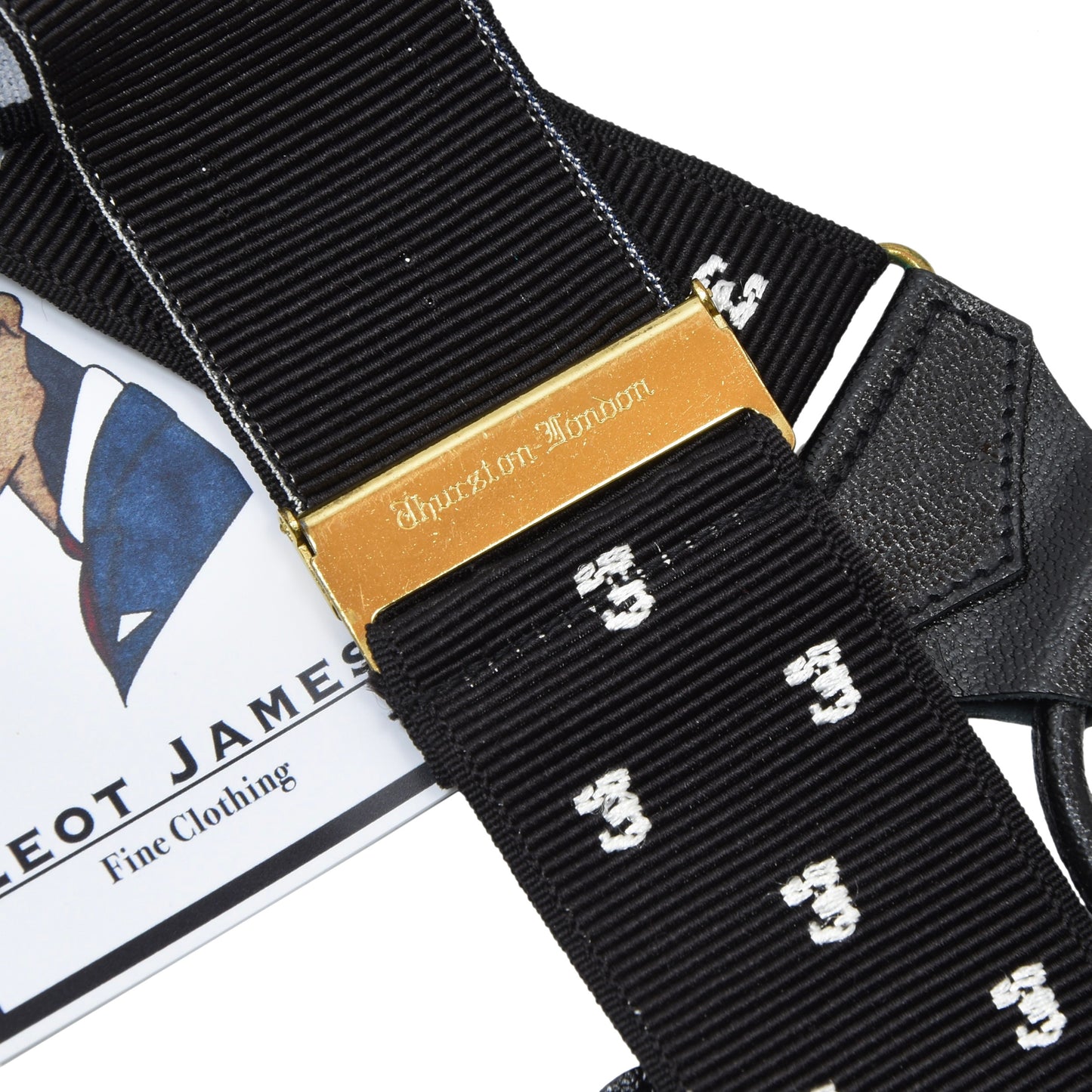Albert Thurston Ribbon Braces/Suspenders - Black Pound Sterling