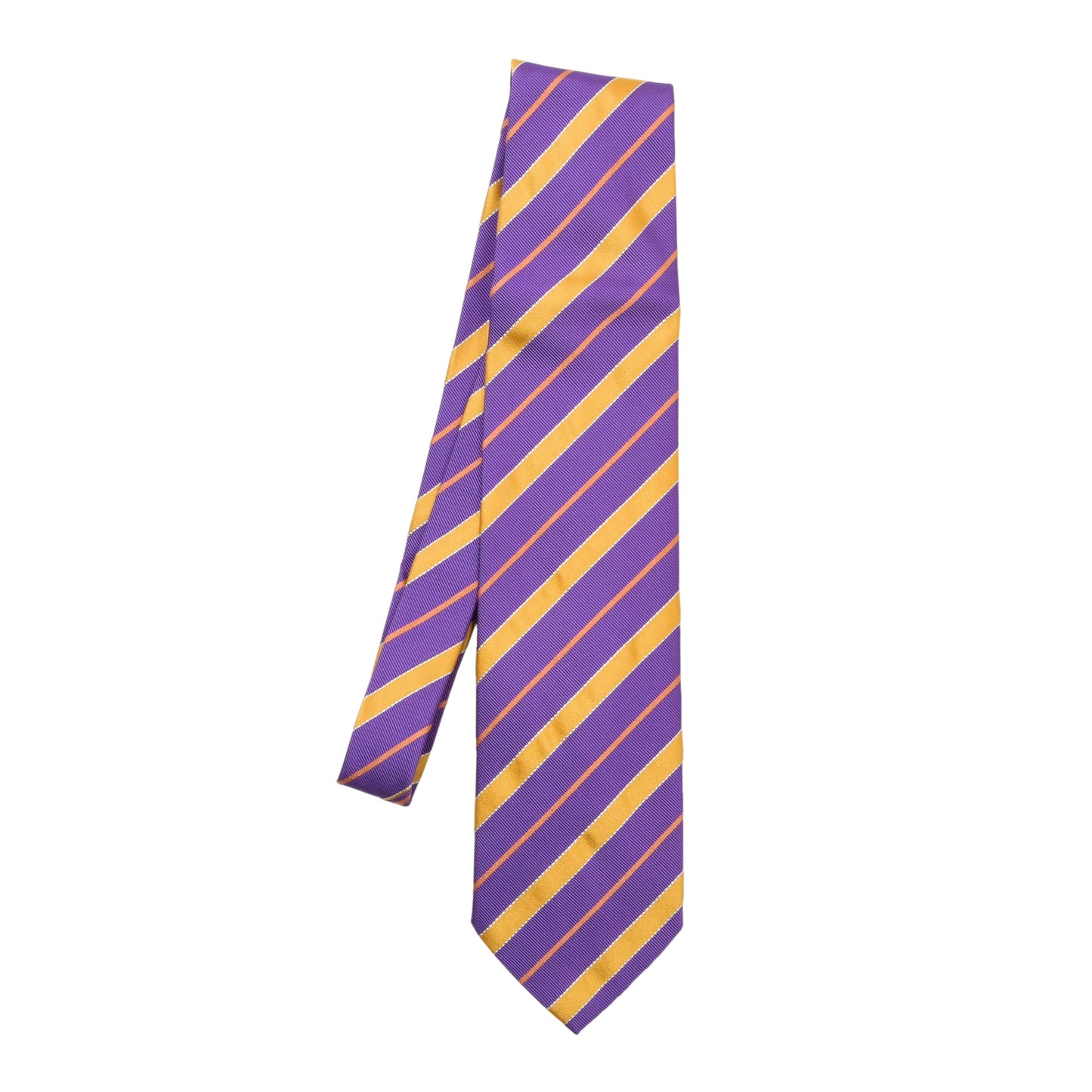 House of Gentlemen Silk-Cotton Tie ca. 145.5cm/9.2cm - Purple Stripes