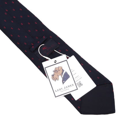 Etro Milano Silk Tie ca. 146.5cm Made in Italy - Navy Red Paisley