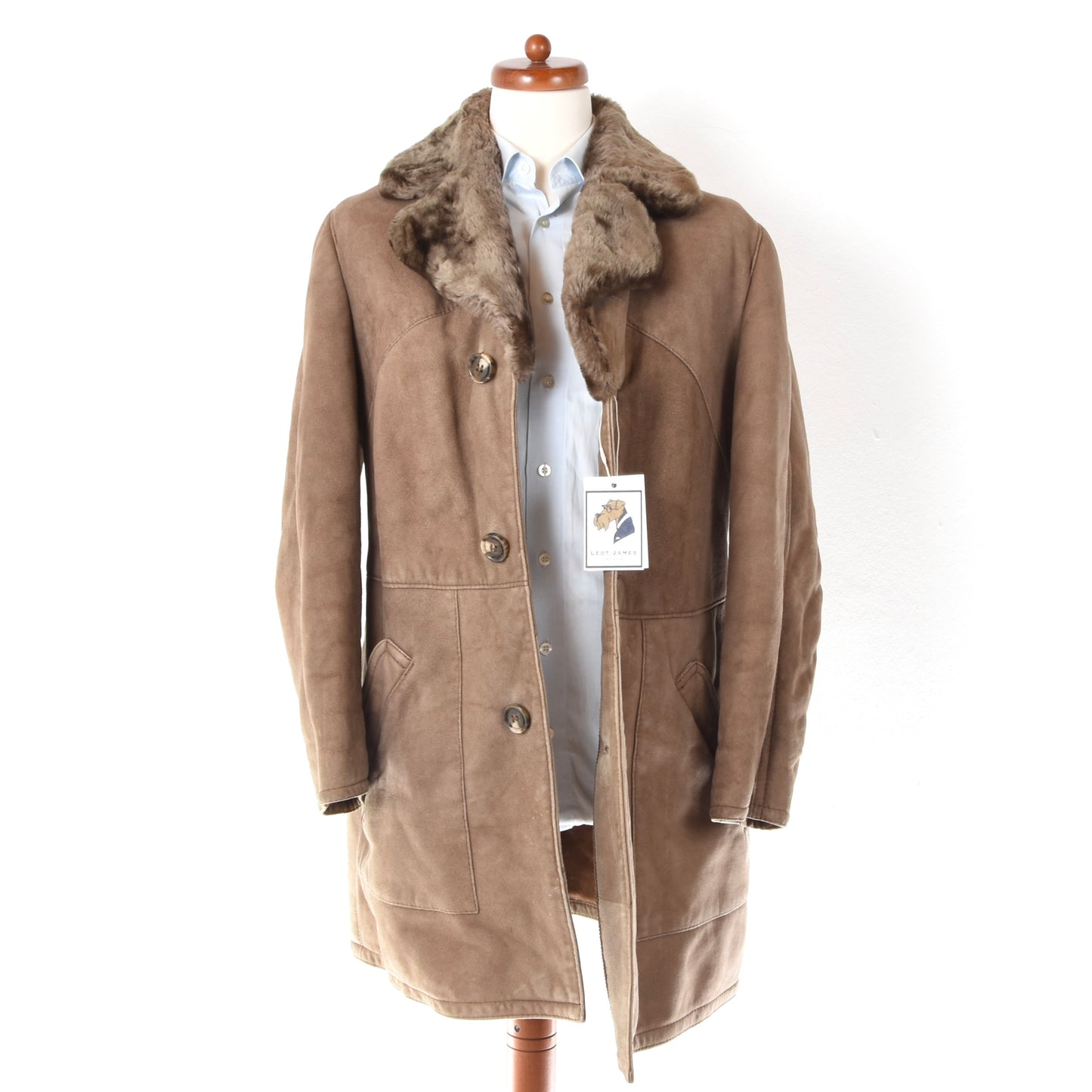 BWS Modell Vintage Shearling Coat Size 48 Chest ca. 54cm - Brown