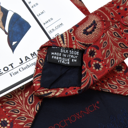 Prochownick Silk Jacquard Tie - Red Paisley
