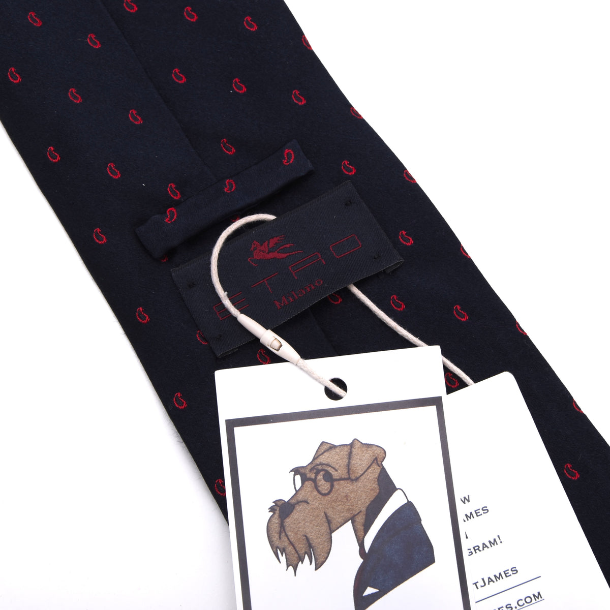 Etro Milano Silk Tie ca. 146.5cm Made in Italy - Navy Red Paisley