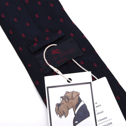 Etro Milano Silk Tie ca. 146.5cm Made in Italy - Navy Red Paisley