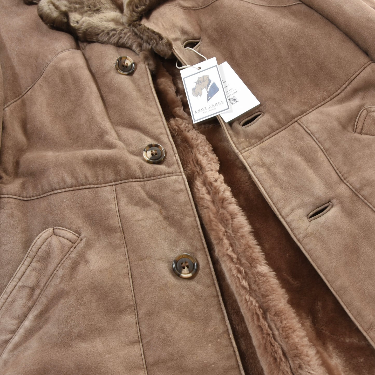 BWS Modell Vintage Shearling Coat Size 48 Chest ca. 54cm - Brown