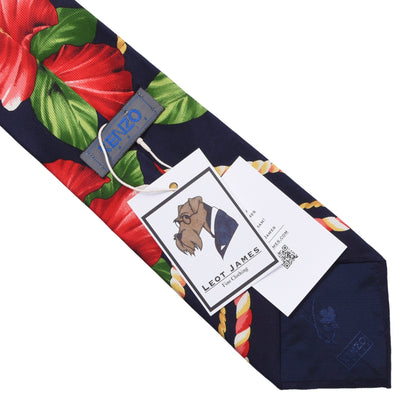 Kenzo Paris Silk Tie ca. 140.5cm/10cm - Hibiscus