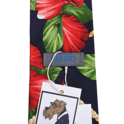 Kenzo Paris Silk Tie ca. 140.5cm/10cm - Hibiscus