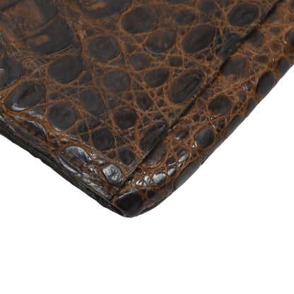 Classic Crocodile Skin Wallet - Brown