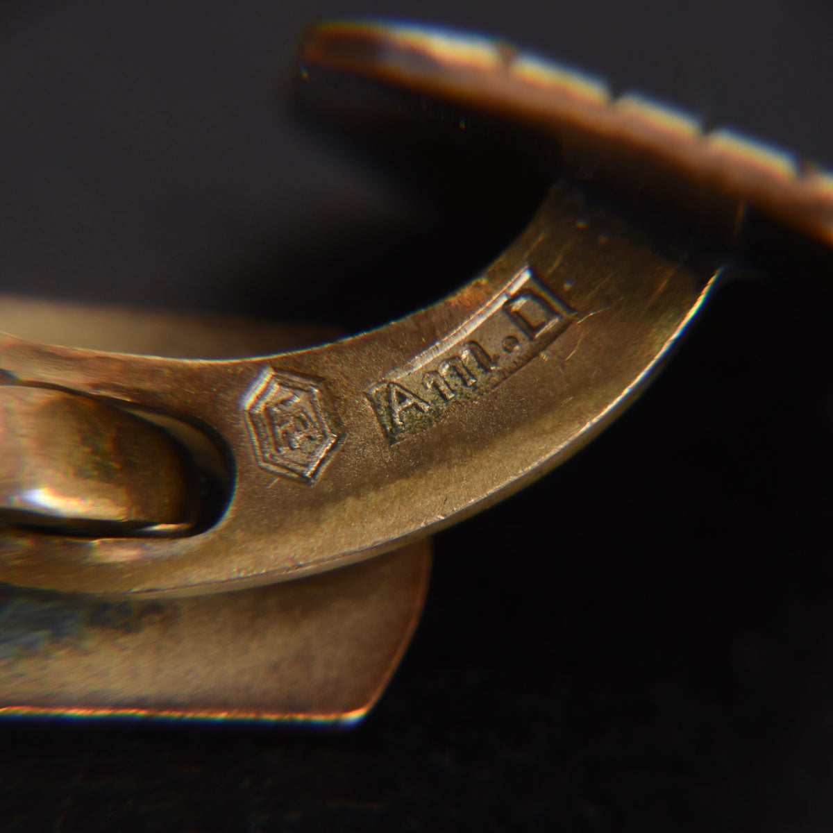 Vintage Manschettenknöpfe mit Guillochierung Amerikaner Doublé – Gold