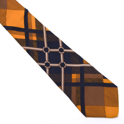 Vintage Pierre Balmain Silk Tie 11cm Wide Made in France - Orange/Blue