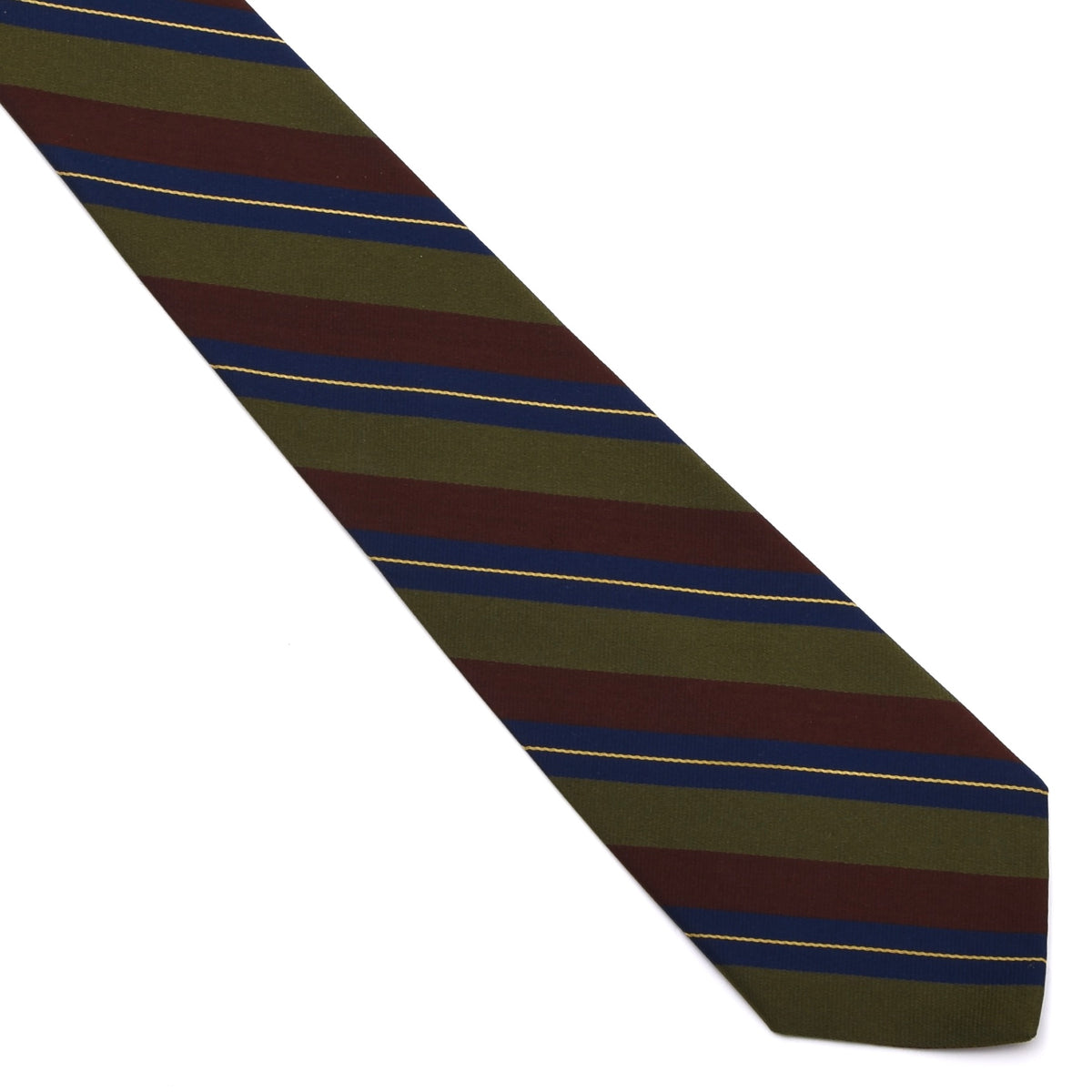 Vintage Repp Stripe Seide Krawatte ca. 139cm – Olivengrün/Braun/Marineblau/Gelb