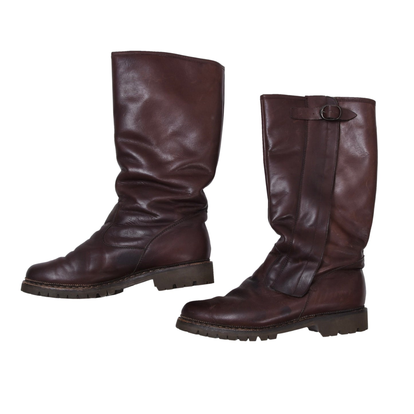 Wool-Lined Leather Boots Size 45 - Brown