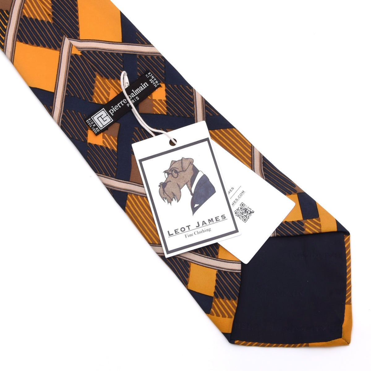 Vintage Pierre Balmain Silk Tie 11cm Wide Made in France - Orange/Blue
