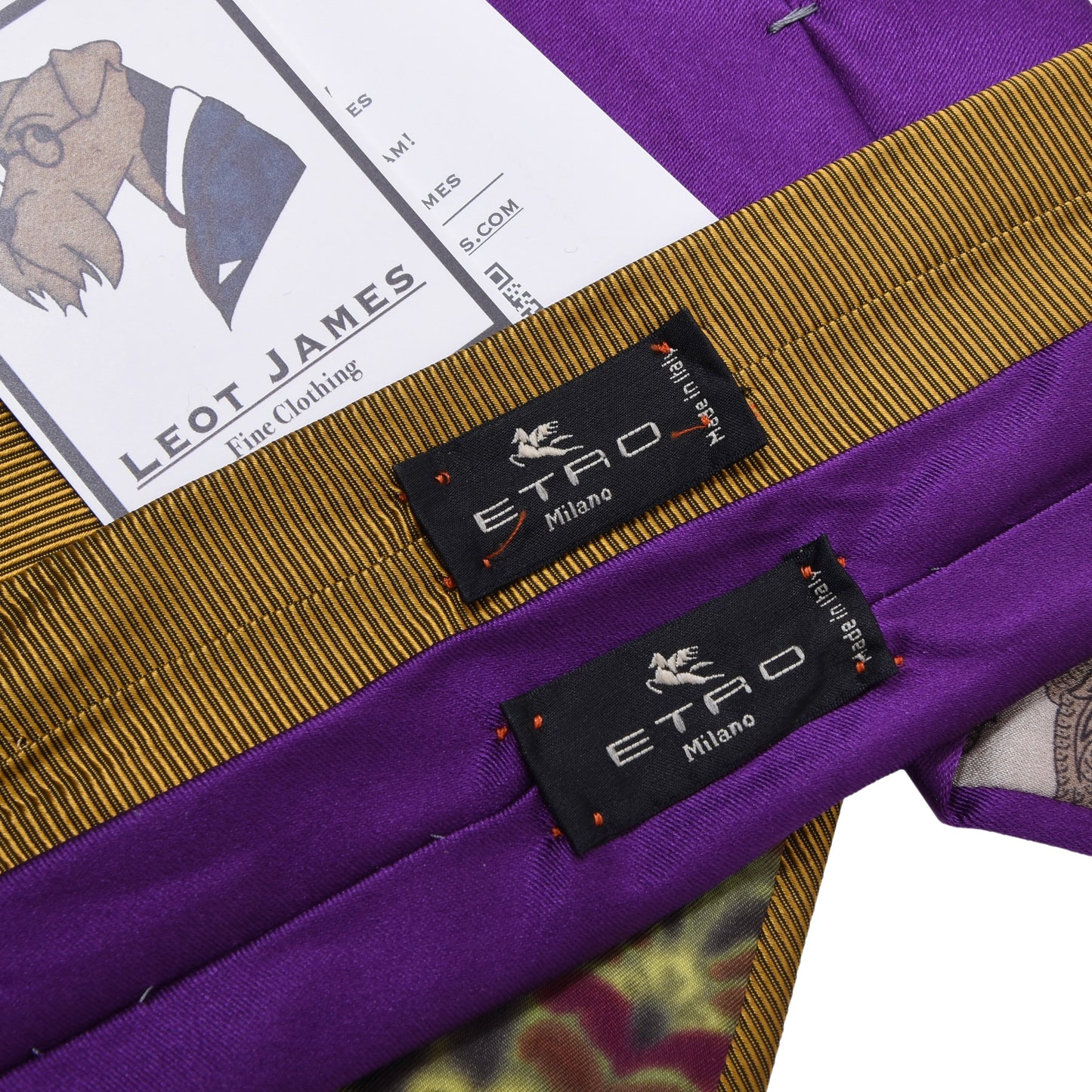 Etro Milano 2x Ties ca. 149cm/8-9.5cm - Gold/Purple