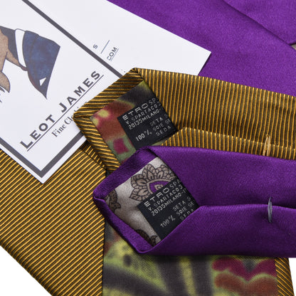 Etro Milano 2x Ties ca. 149cm/8-9.5cm - Gold/Purple