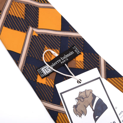 Vintage Pierre Balmain Silk Tie 11cm Wide Made in France - Orange/Blue