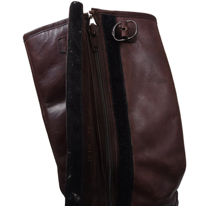 Wool-Lined Leather Boots Size 45 - Brown