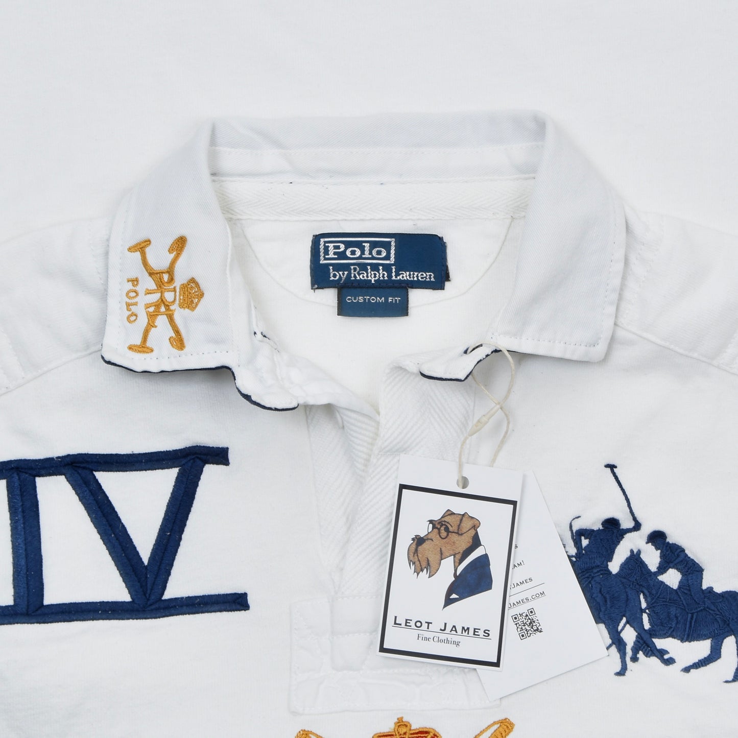 Polo Ralph Lauren Bleeker Classic Custom Fit Rugby Shirt Chest ca. 51.5cm - White
