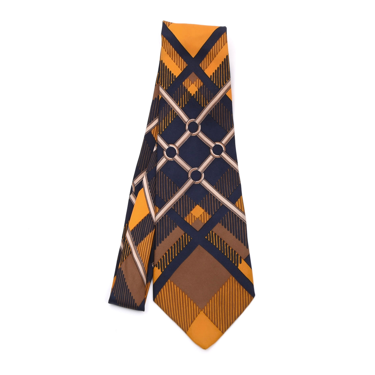 Vintage Pierre Balmain Silk Tie 11cm Wide Made in France - Orange/Blue